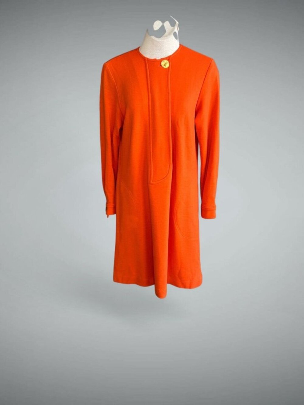 Bill Blass Designer Vintage 70s 80s Bright Orange Wool Blend Dress Size 8
